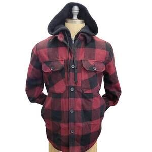 NEW HEDGE men's sherpa plaid jacket in red/black